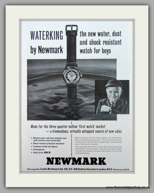 Newmark Boys Waterking Watches Louis Braham. Original Advert 1959 (ref AD7202)