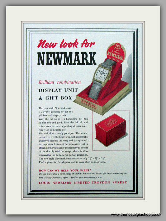 Newmark  Watches Display Unit & Gift Box Louis Braham. Original Advert 1954 (ref AD7204)