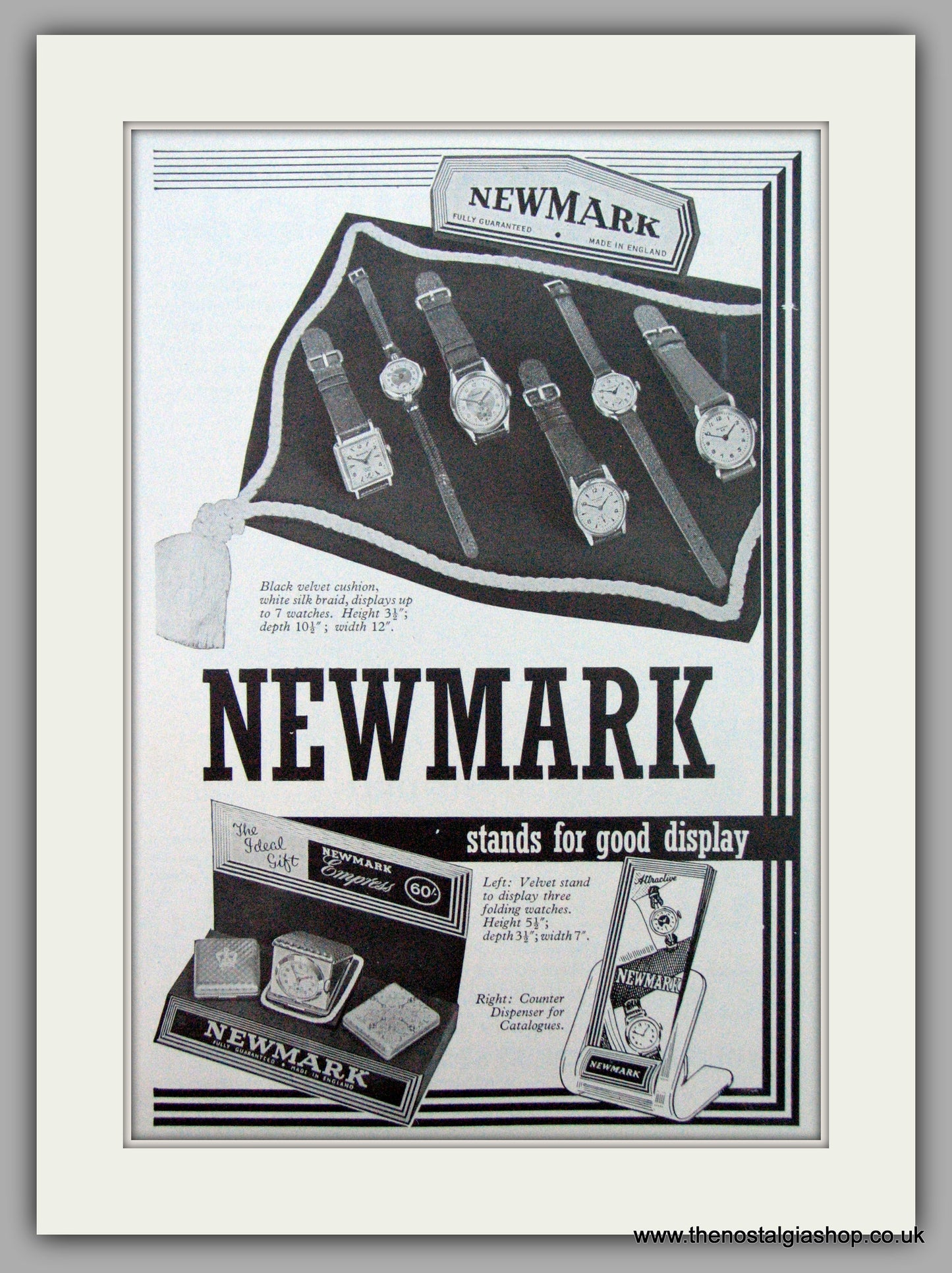 Newmark  Watches Display. Original Advert 1953 (ref AD7208)