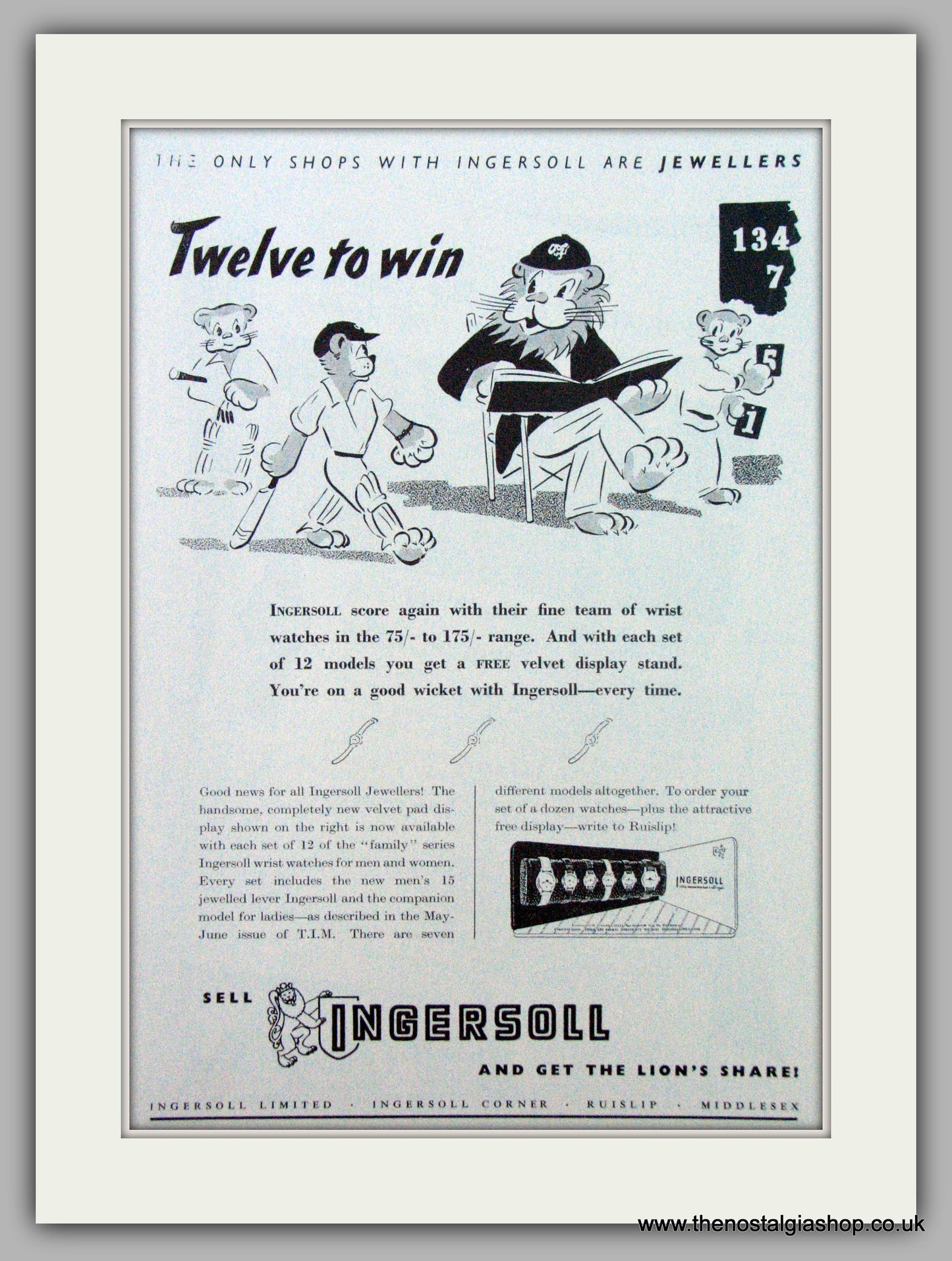 Ingersoll Watches. Twelve to Win! Original Advert 1953.  (ref AD7227)