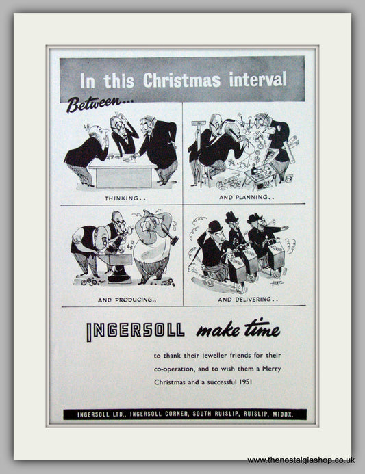 Ingersoll Watches.  Original Advert 1950.  (ref AD7229)