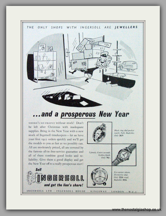 Ingersoll Watches.  Original Advert 1955.  (ref AD7230)
