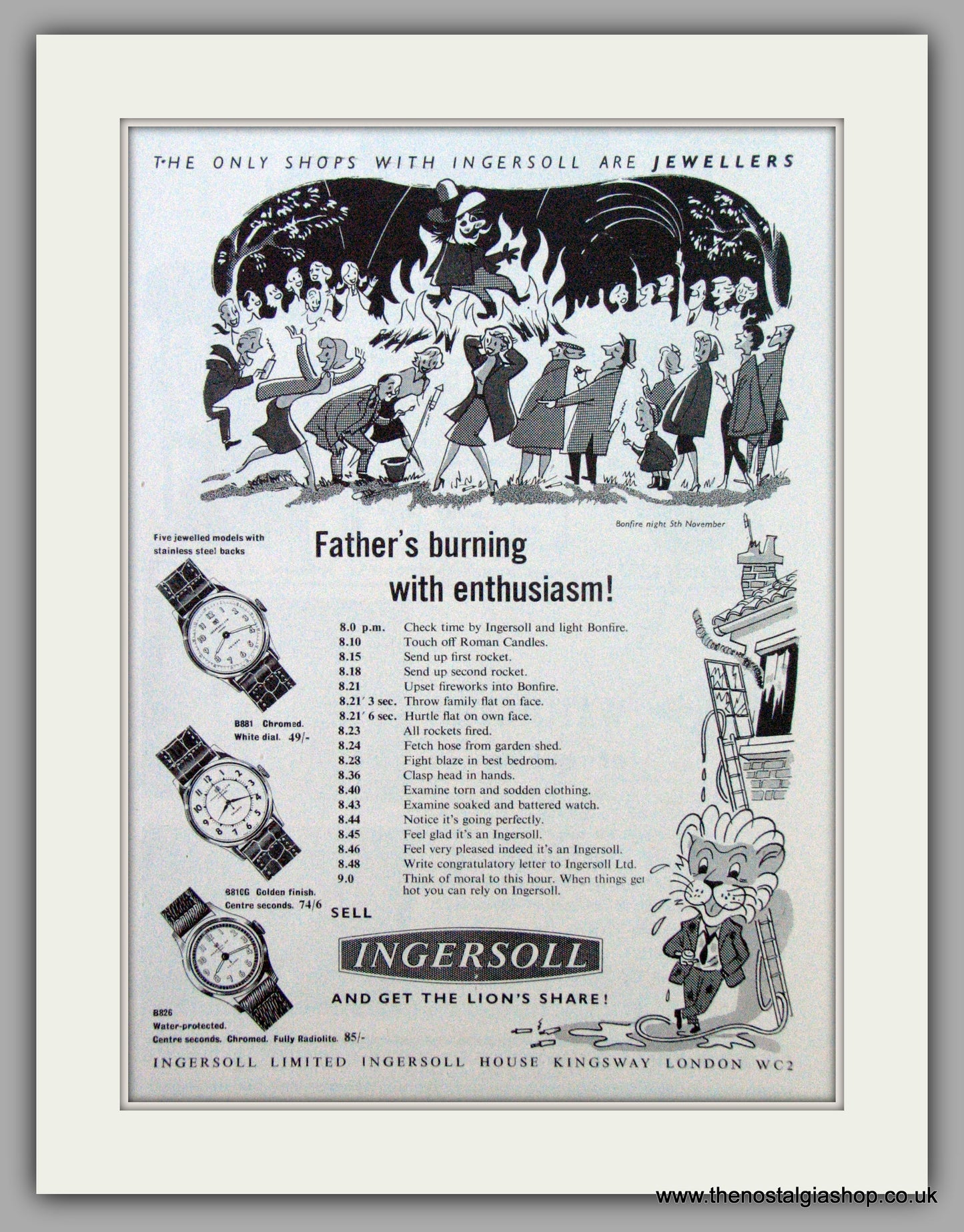 Ingersoll Watches. Guy Fawkes.  Original Advert 1955.  (ref AD7232)