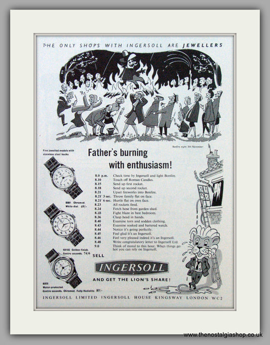 Ingersoll Watches. Guy Fawkes.  Original Advert 1955.  (ref AD7232)