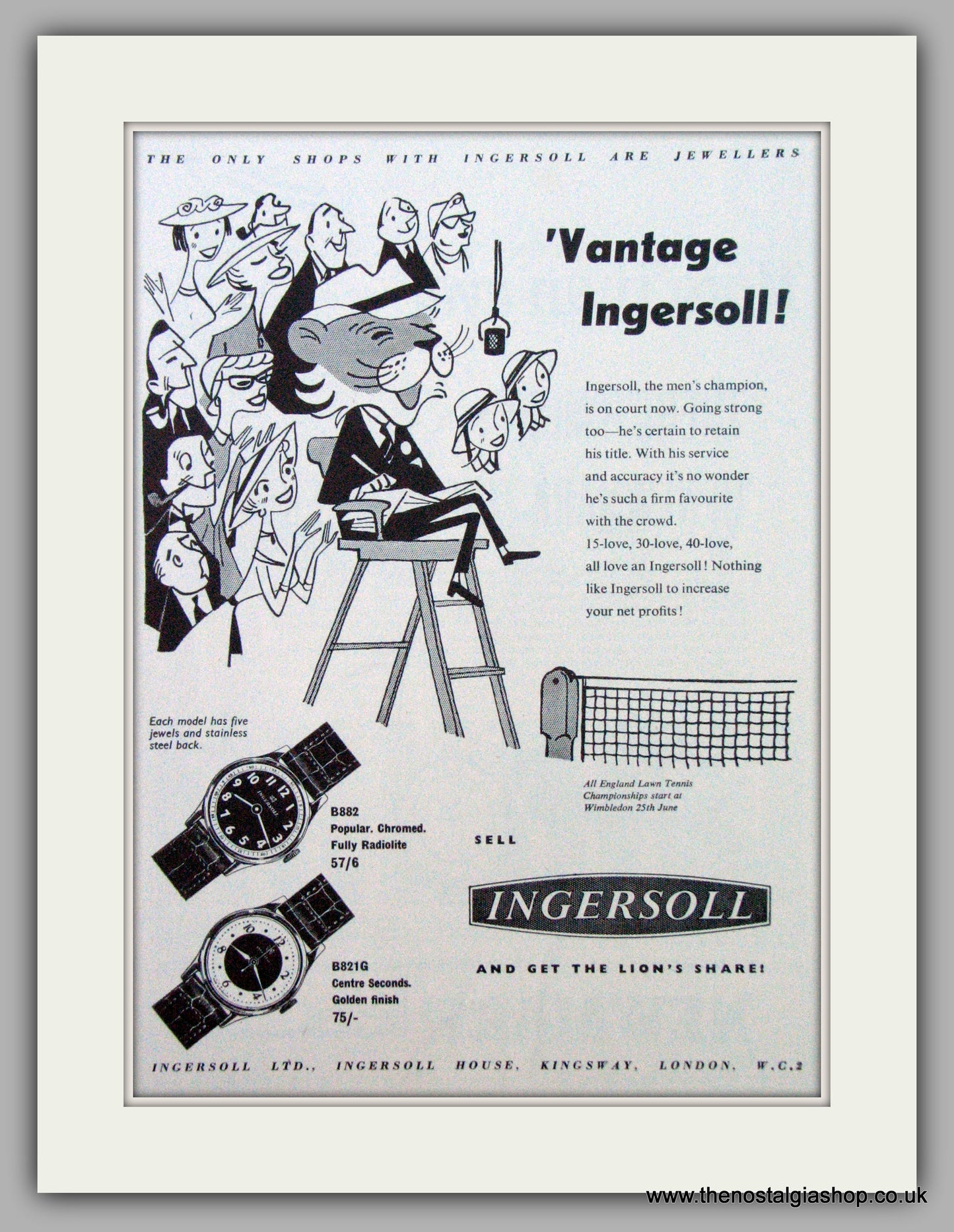 Ingersoll Watches. Vantage Ingersoll!  Original Advert 1956.  (ref AD7236)