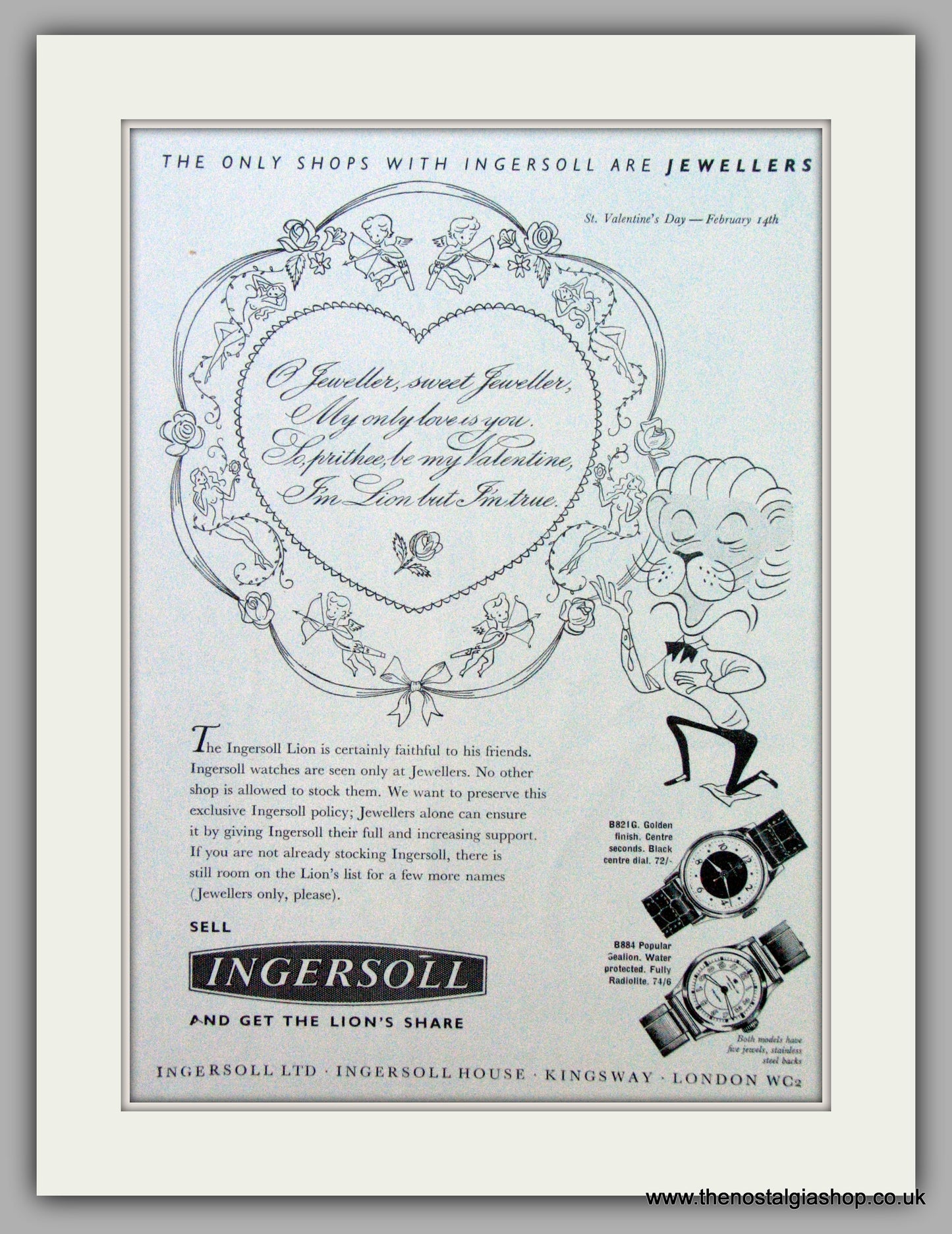 Ingersoll Watches. Original Advert 1956.  (ref AD7239)