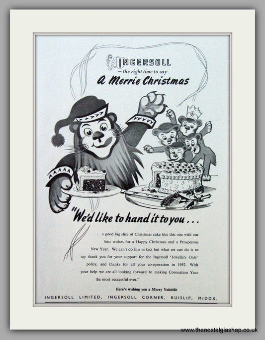 Ingersoll Watches. Merry Christmas. Original Advert 1952.  (ref AD7243)