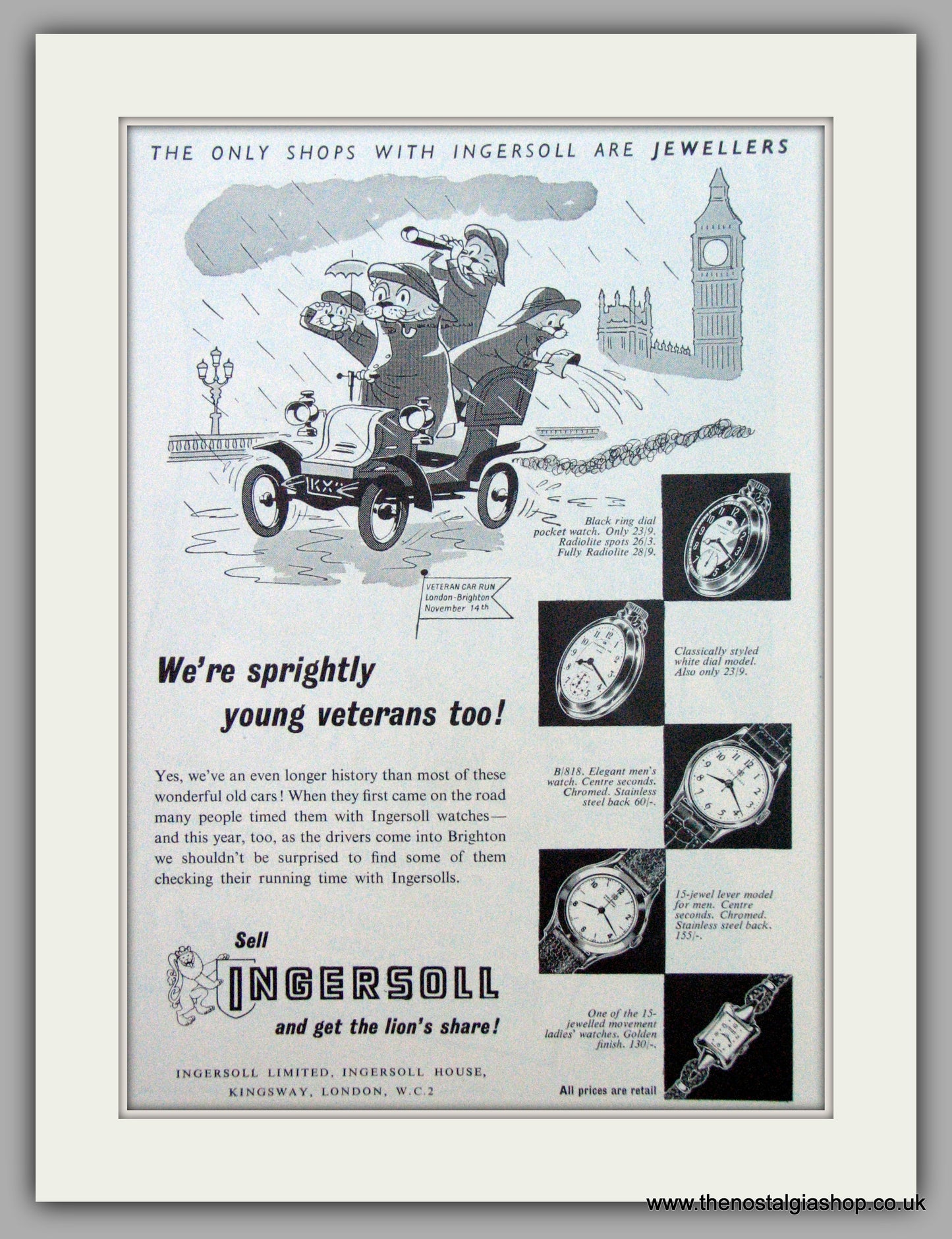 Ingersoll Watches. Original Advert 1954.  (ref AD7245)