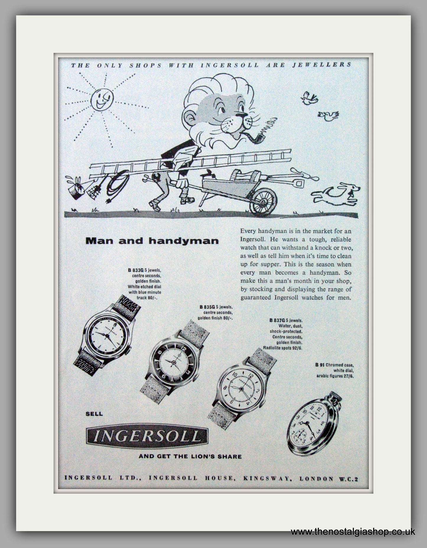 Ingersoll Watches.  Original Advert 1958.  (ref AD7249)