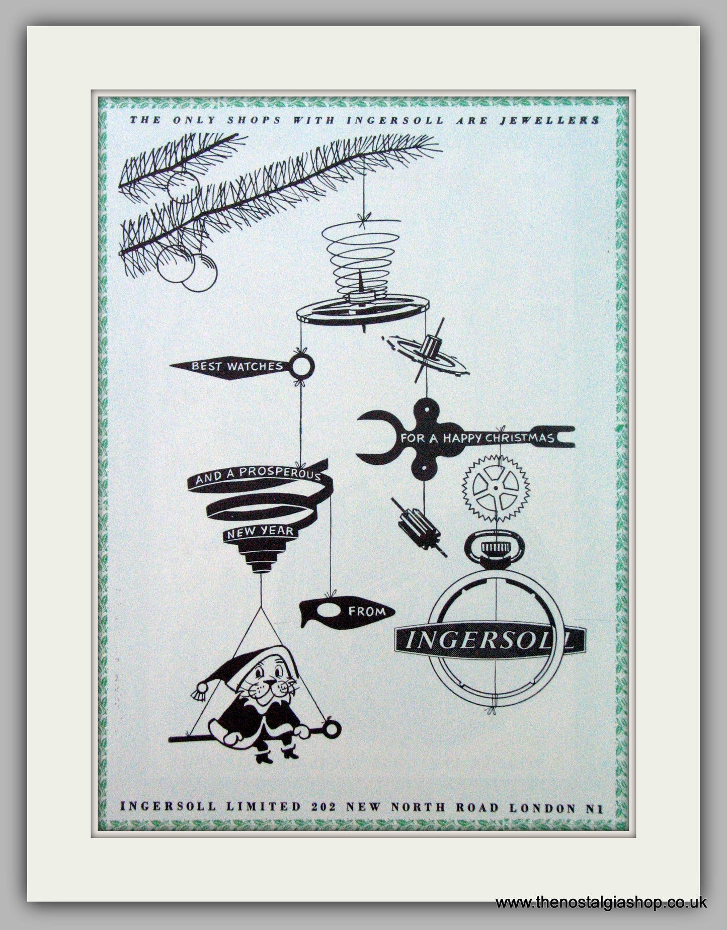 Ingersoll Watches. Christmas  Original Advert 1958.  (ref AD7252)