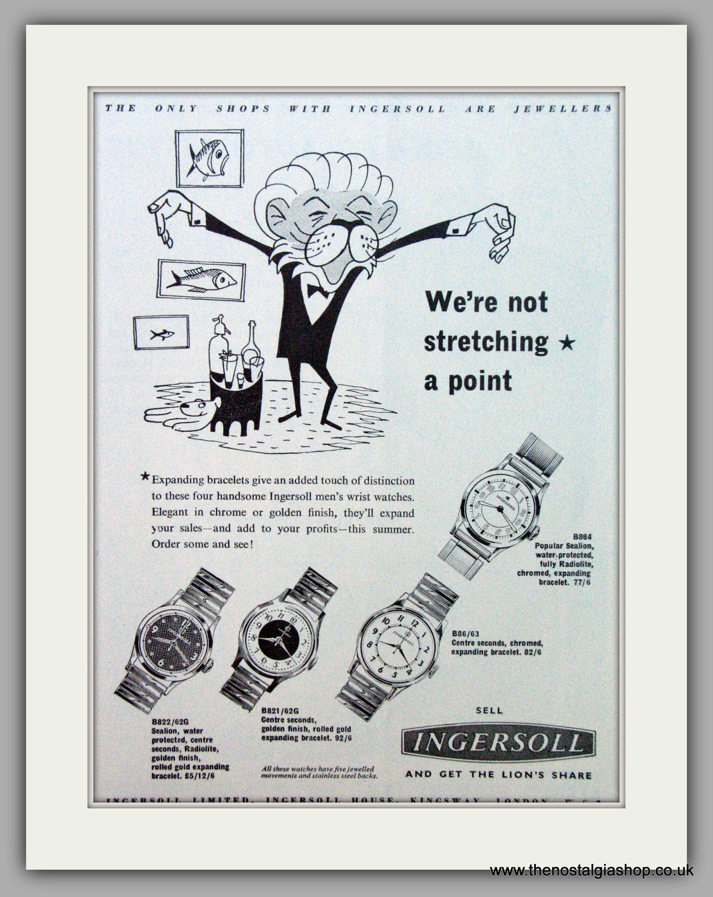 Ingersoll Watches.  Original Advert 1957.  (ref AD7254)