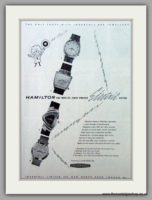 Ingersoll Hamilton Electric Watches.  Original Advert 1961.  (ref AD7265)