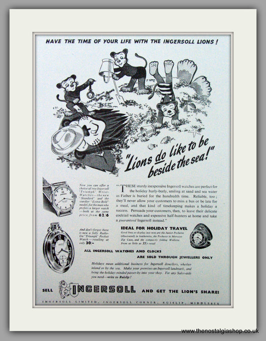Ingersoll  Triumph Watches.  Original Advert 1952.  (ref AD7280)