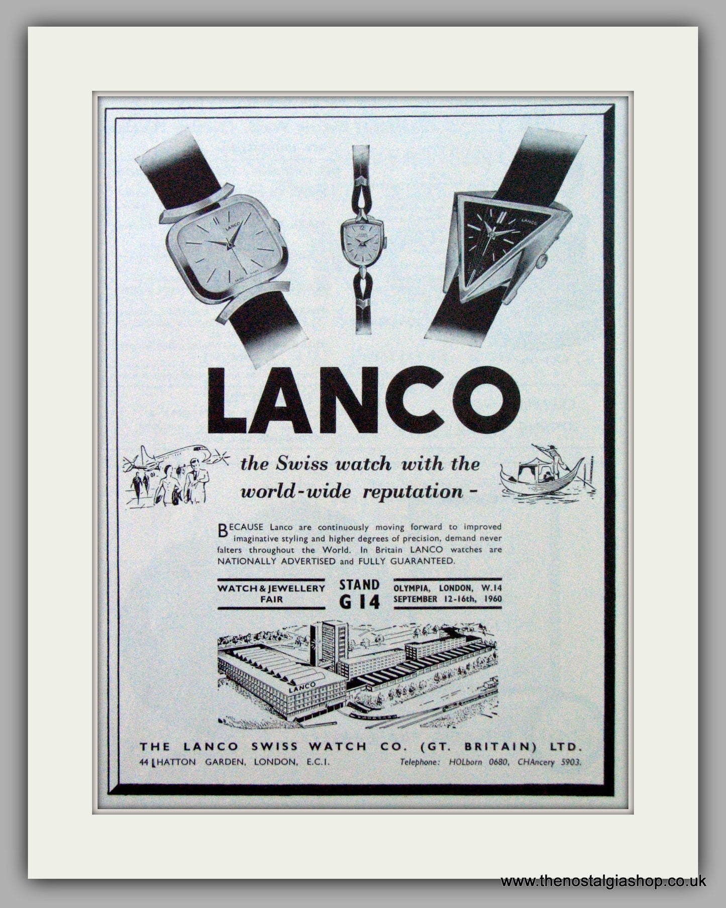 Lanco Swiss  Watch. Original Advert 1960.  (ref AD7325)