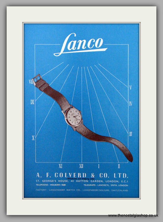 Lanco at A.F.Colverd & Co. Ltd. Original Advert 1952.  (ref AD7337)