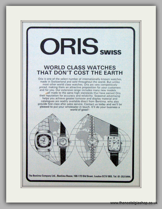 Oris Swiss Watches. Original Advert 1976.  (ref AD7349)