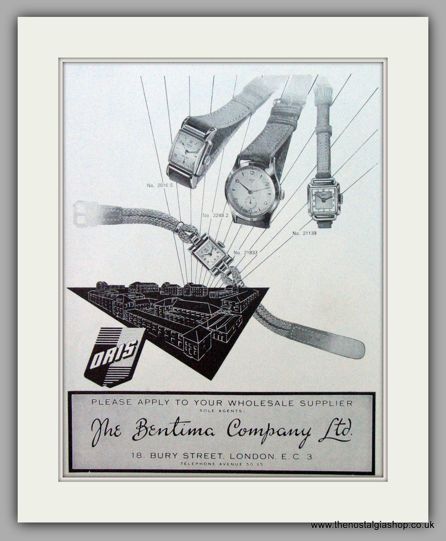 Oris Swiss Watches. Original Advert 1955.  (ref AD7350)