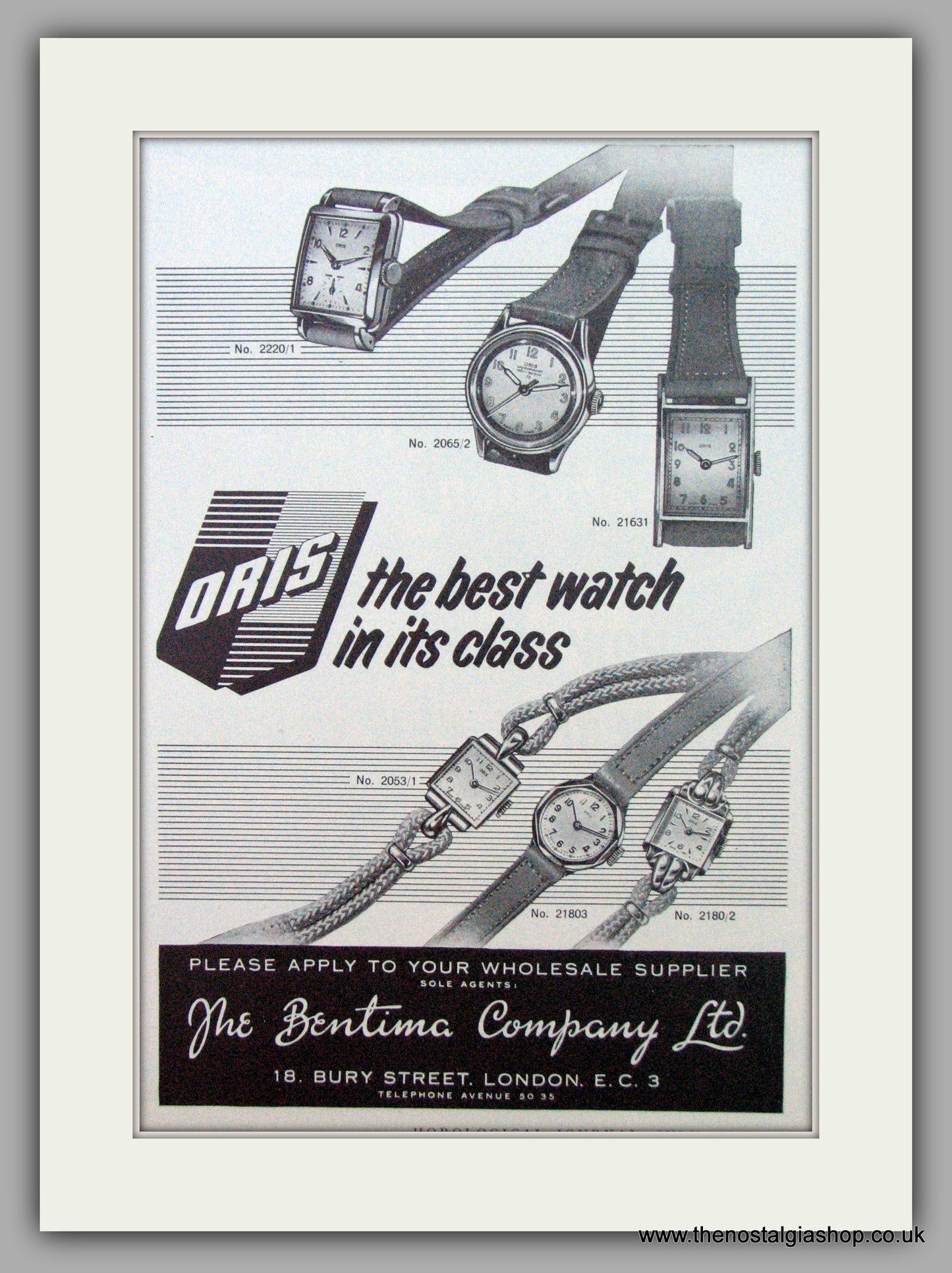 Oris Swiss Watches. Original Advert 1954.  (ref AD7353)