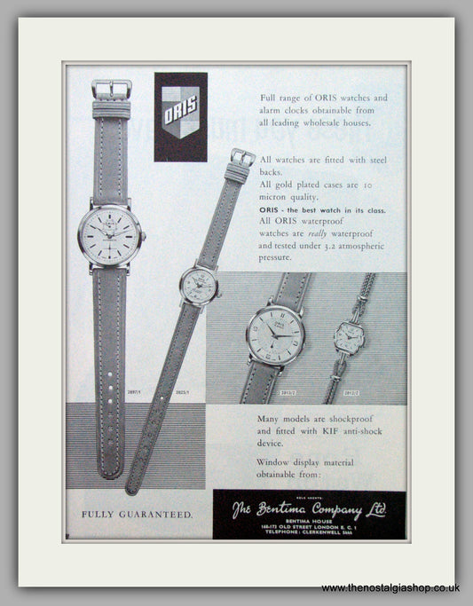 Oris Swiss Watches. Original Advert 1961.  (ref AD7357)