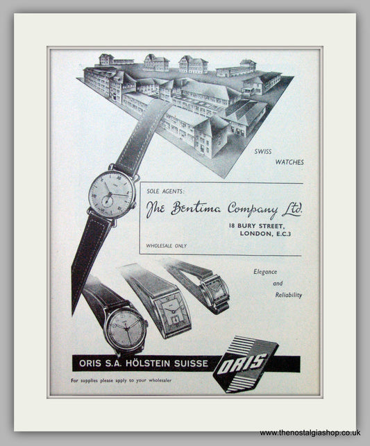 Oris Swiss Watches. Original Advert 1949.  (ref AD7360)