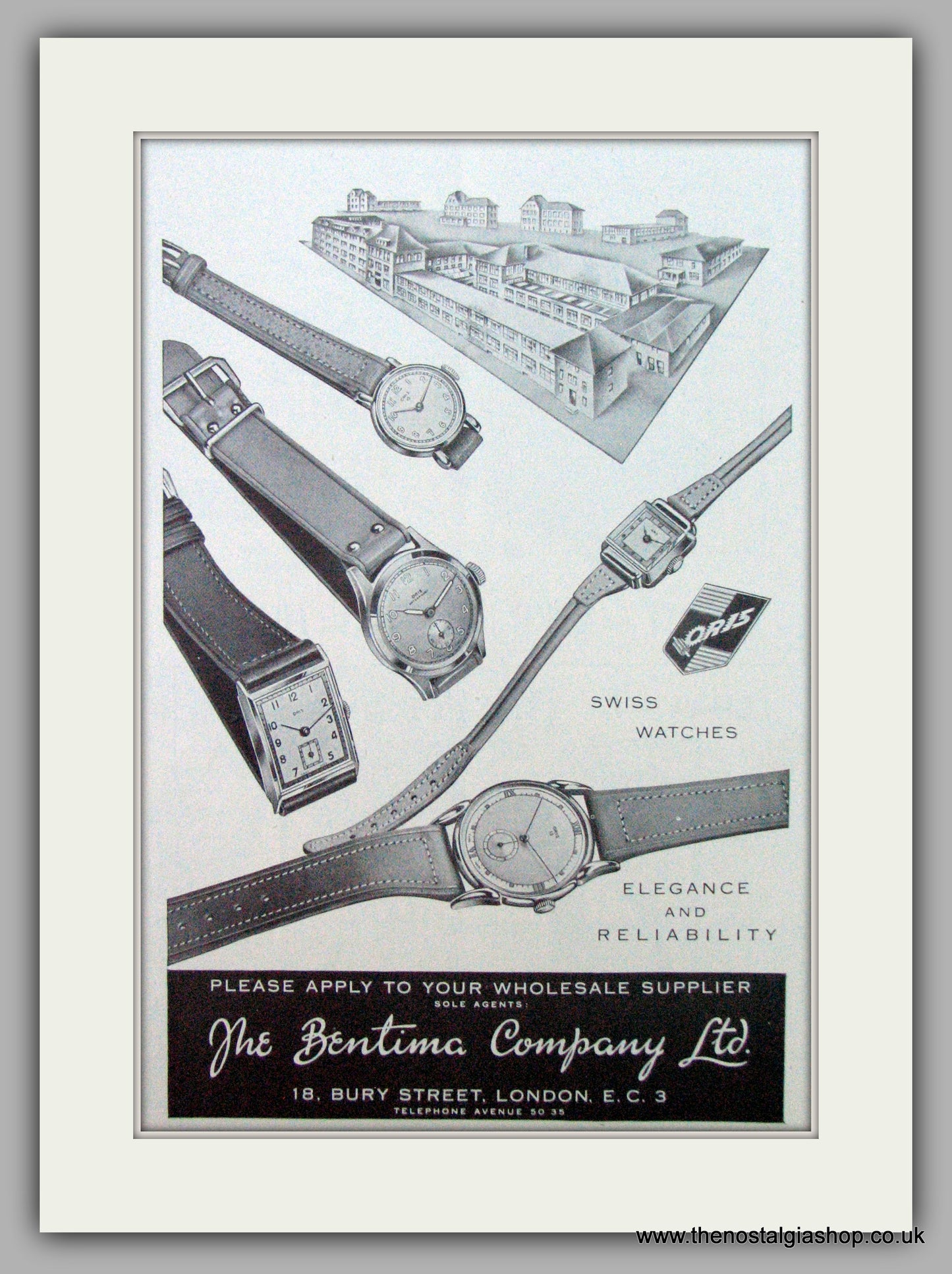 Oris Swiss Watches. Original Advert 1952.  (ref AD7361)