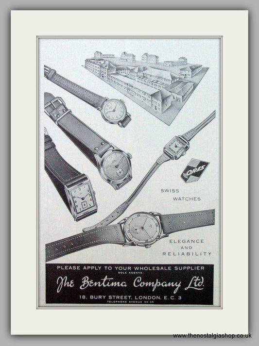 Oris Swiss Watches. Original Advert 1952.  (ref AD7361)