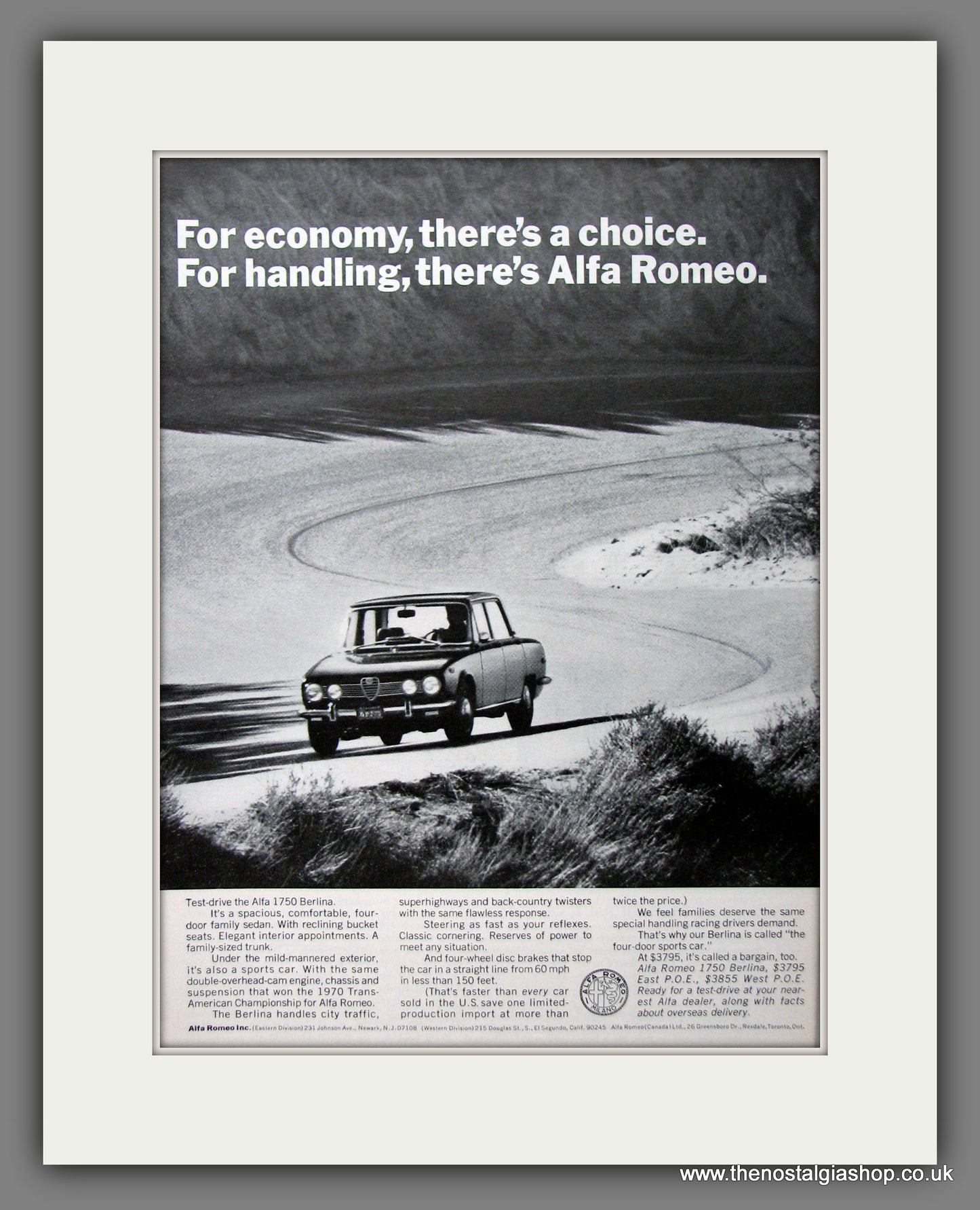 Alfa Romeo 1750 Berlina. Original American Advert 1971 (ref AD54574)