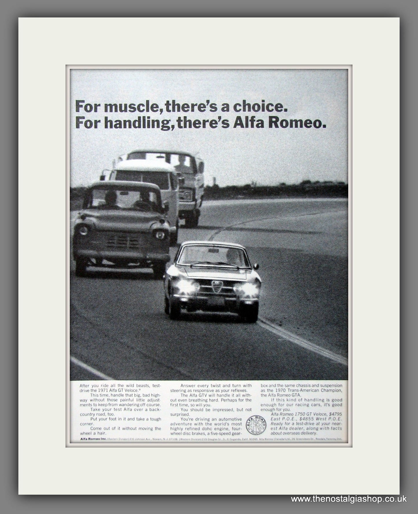 Alfa Romeo 1750 GT Veloce. Original American Advert 1971 (ref AD54575)