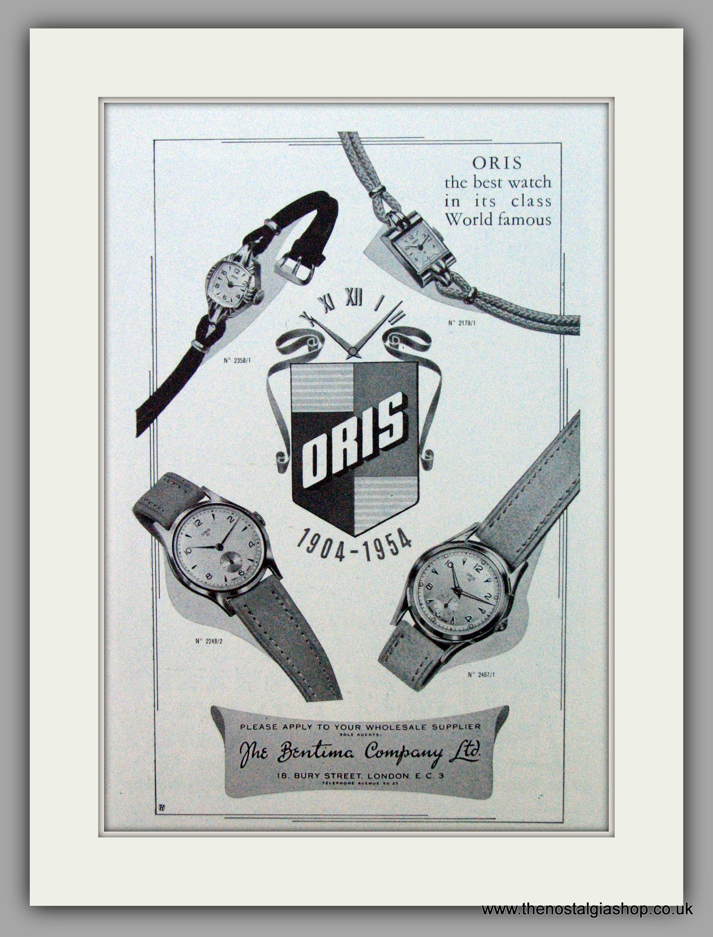 Oris Swiss Watches. Original Advert 1955.  (ref AD7366)