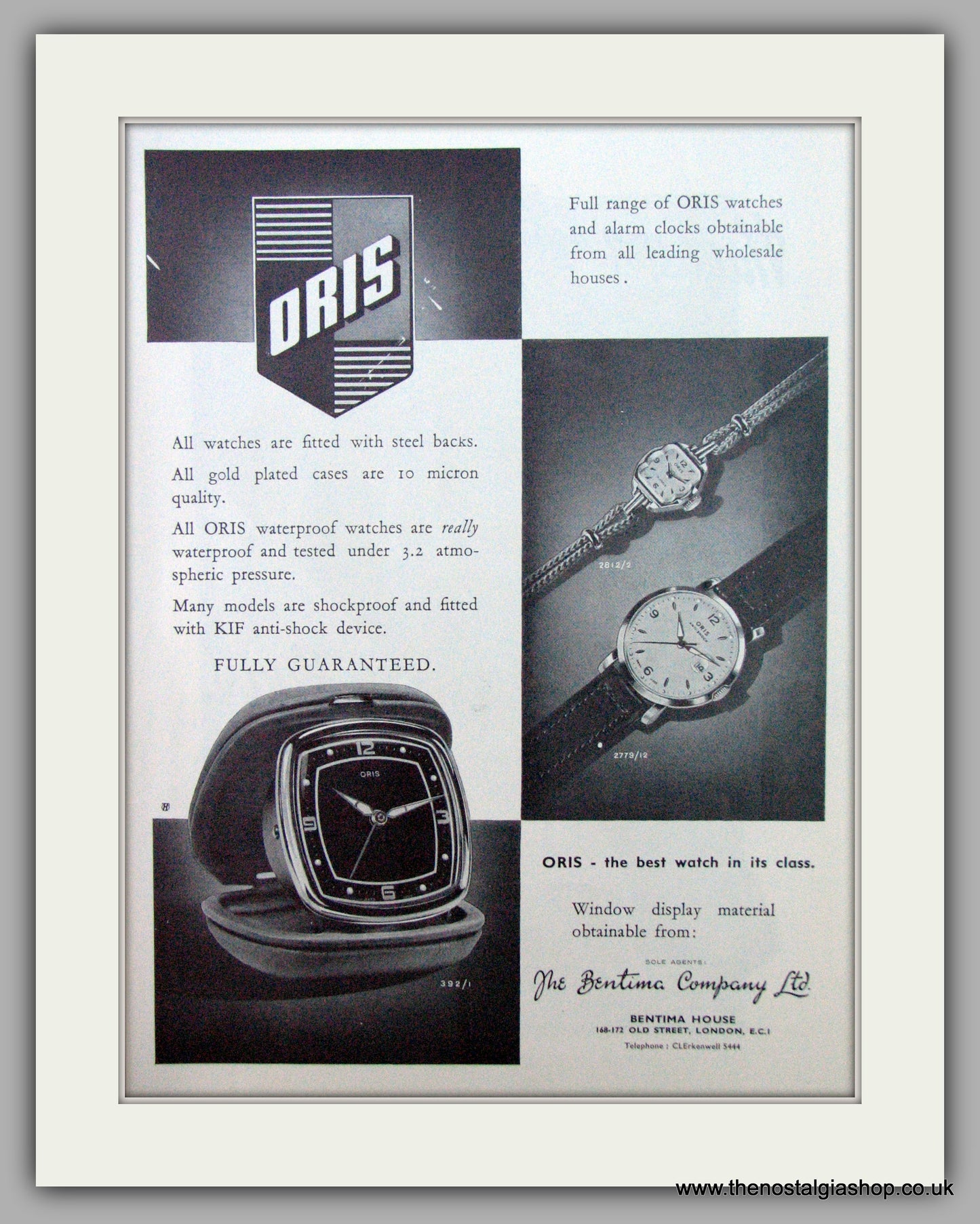 Oris Swiss Watches. Original Advert 1961.  (ref AD7368)