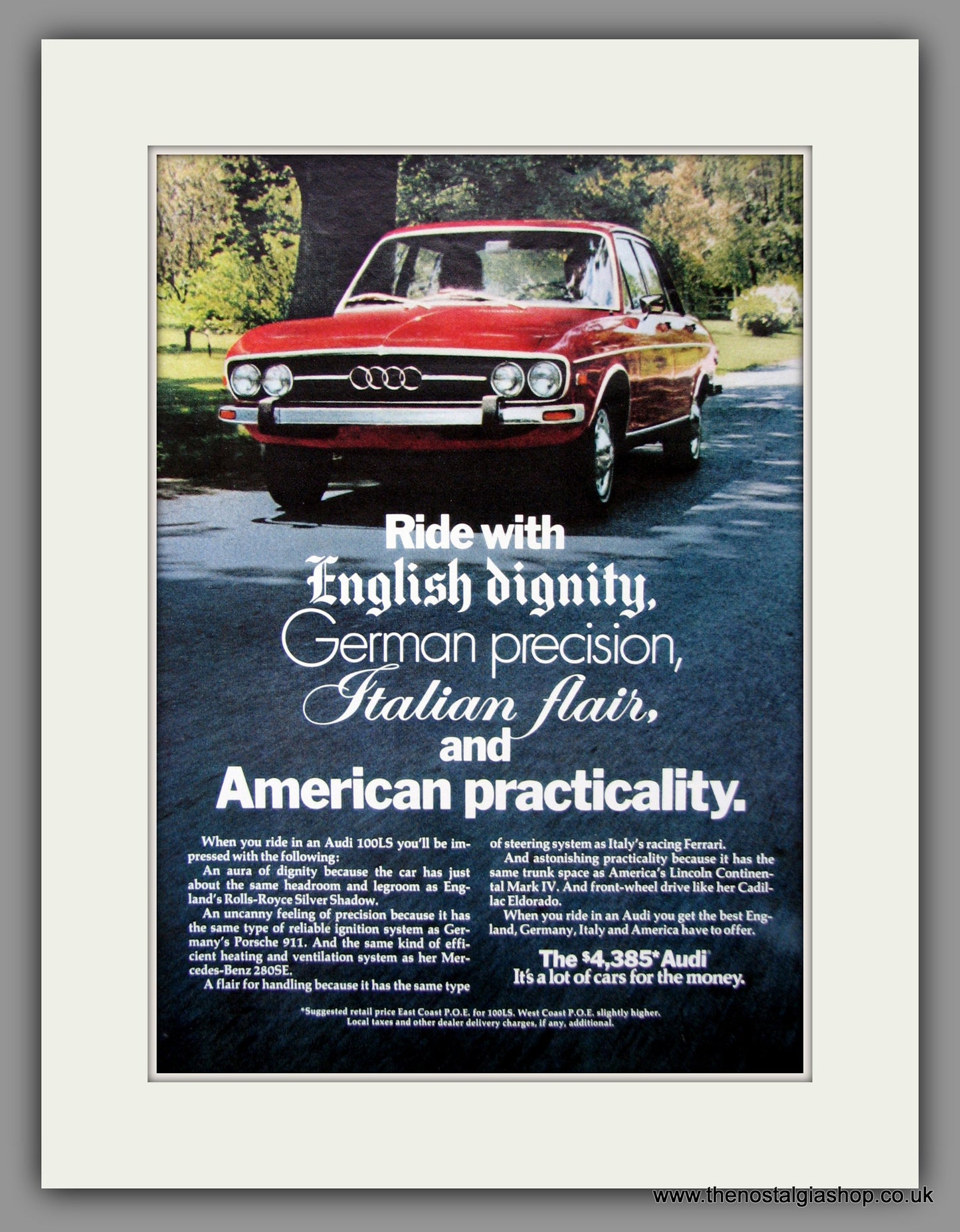 Audi 100LS. Original American Advert 1973 (ref AD54581)