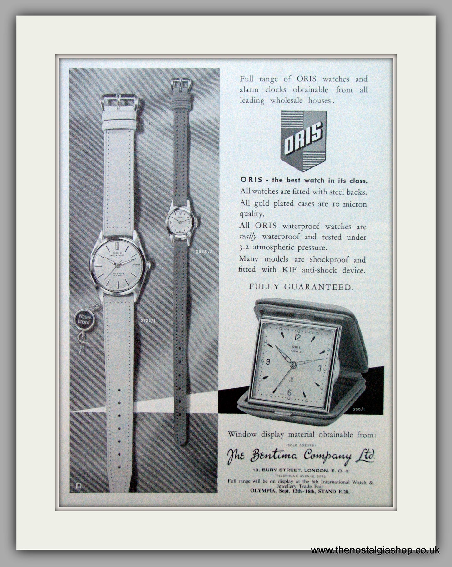 Oris Swiss Watches. Original Advert 1963.  (ref AD7373)