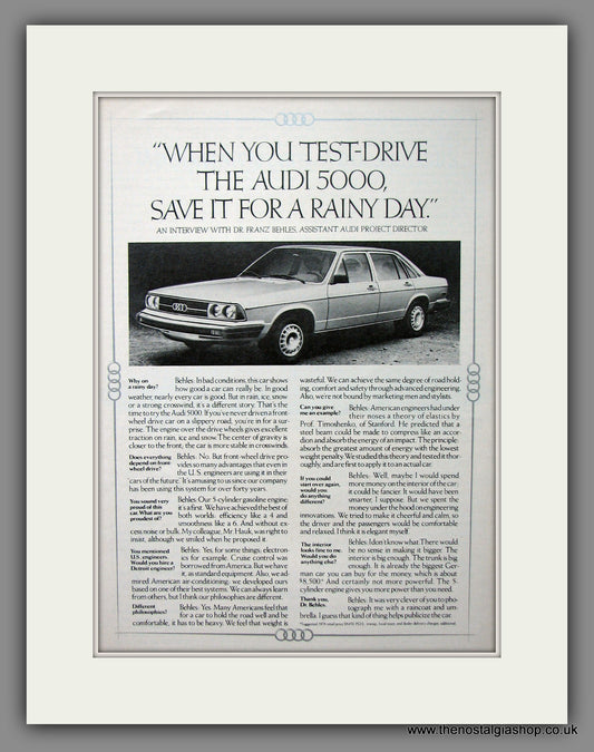 Audi 5000. Original American Advert 1977 (ref AD54589)