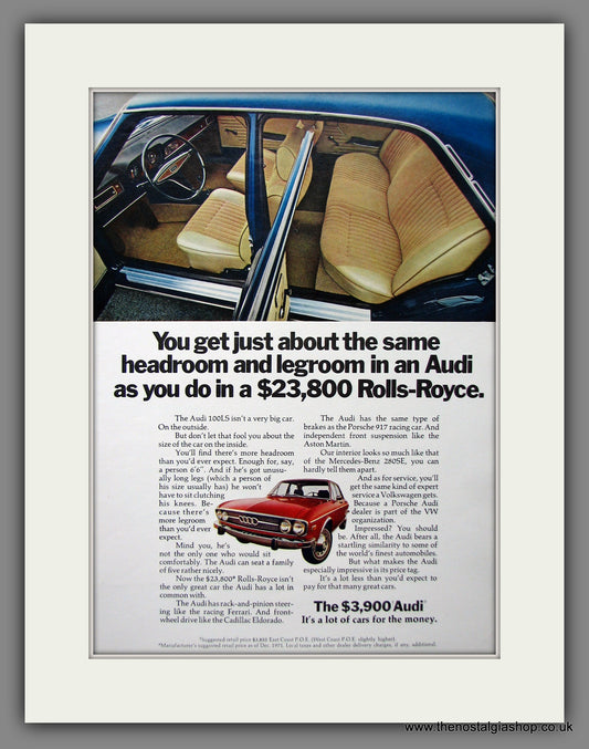 Audi 100LS. Original American Advert 1972 (ref AD54596)