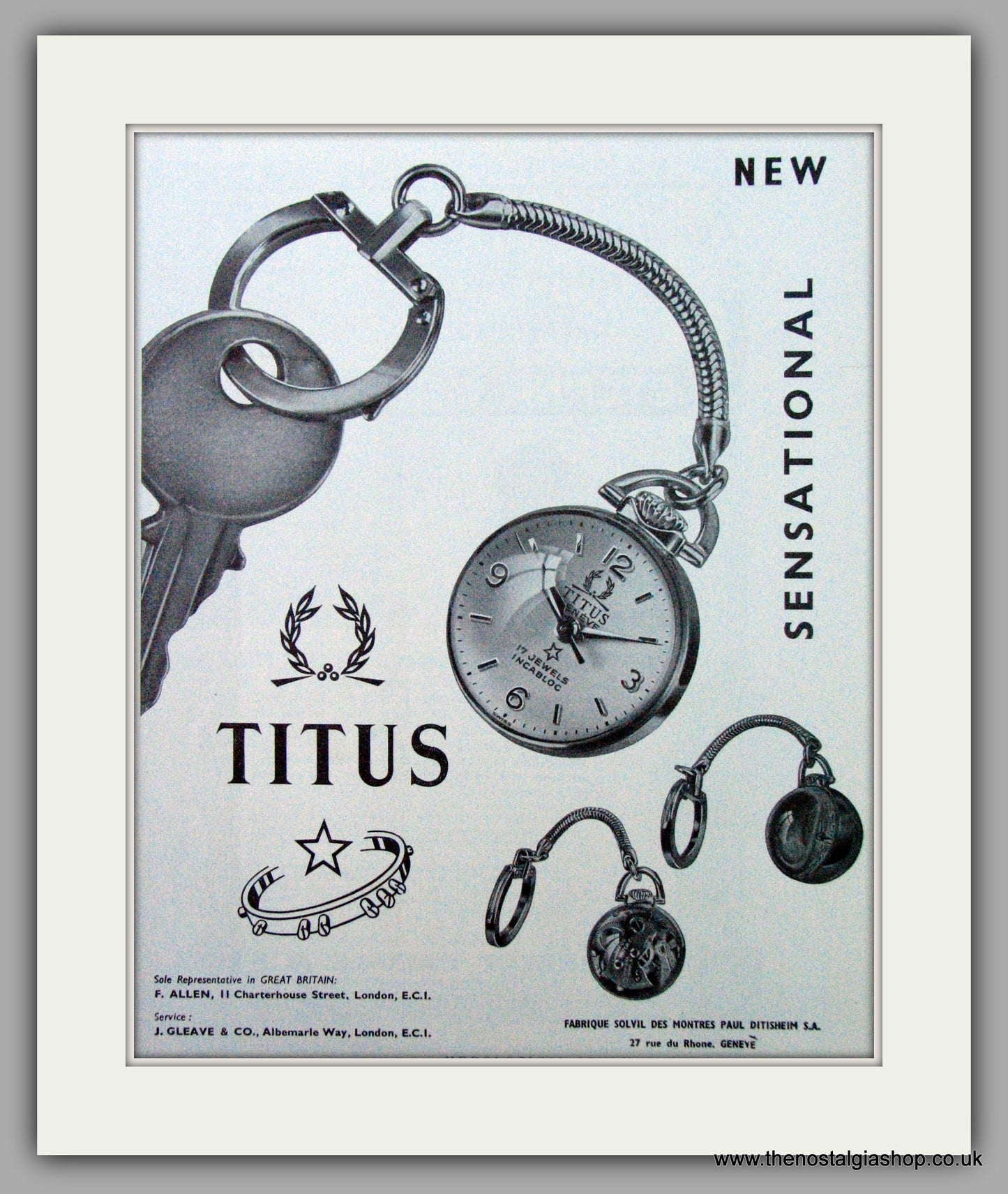Titus Geneve Watches. Original Advert 1955.  (ref AD7384)