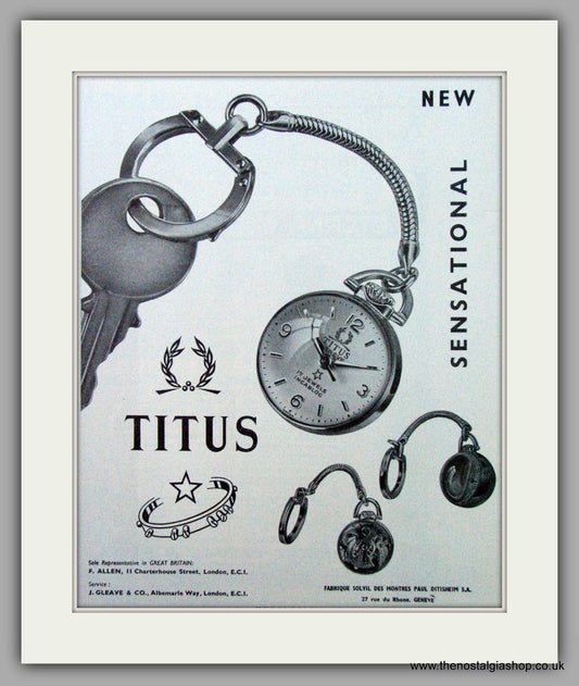 Titus Geneve Watches. Original Advert 1955.  (ref AD7384)