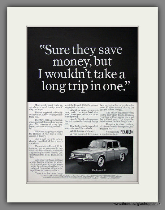 Renault 10. Original American Advert 1967 (ref AD54604)