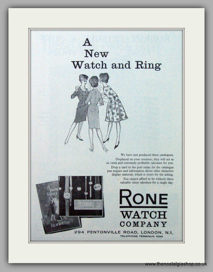 Rone Watches. Set Of 3 Original Adverts 1961/62/63.  (ref AD7394)