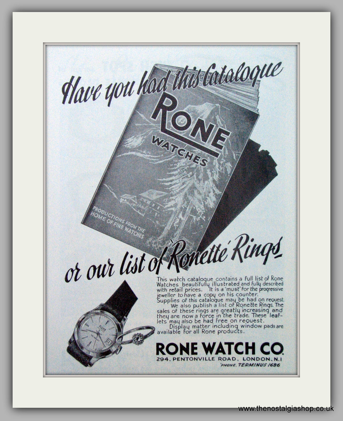 Rone Watches. Set Of 3 Original Adverts 1961/62/63.  (ref AD7394)