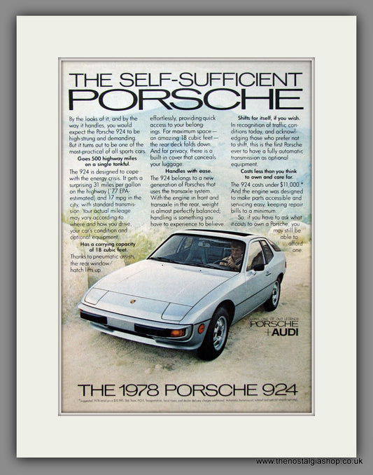 Porsche 924. Original American Advert 1977 (ref AD54612)