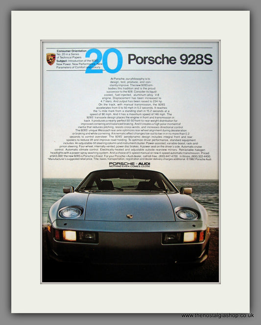 Porsche 928S. Original American Advert 1983 (ref AD54614)