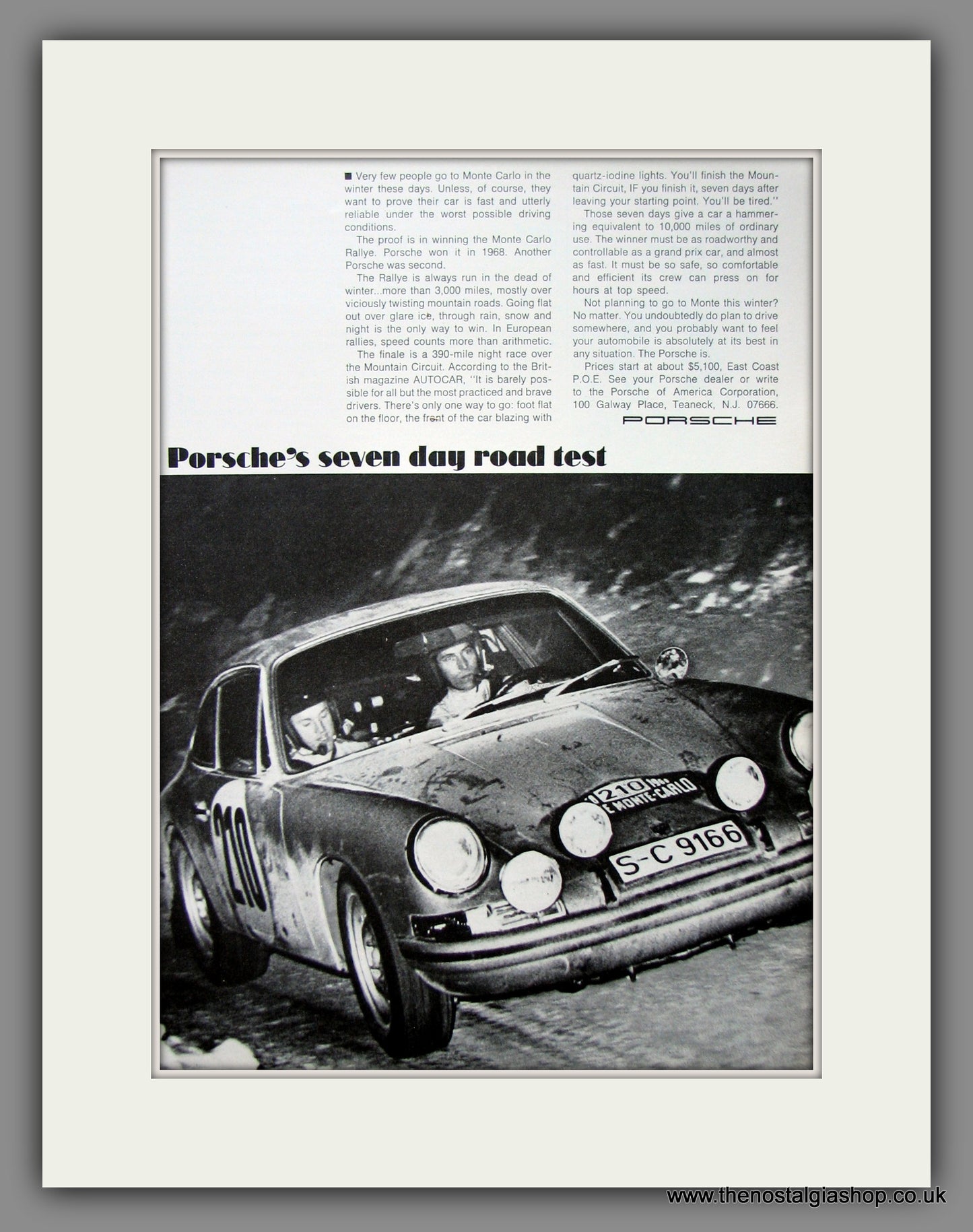 Porsche at Monte Carlo. Original American Advert 1968 (ref AD54621)