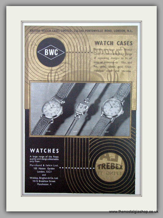 Trebex Watches. Original Advert 1953.  (ref AD7405)