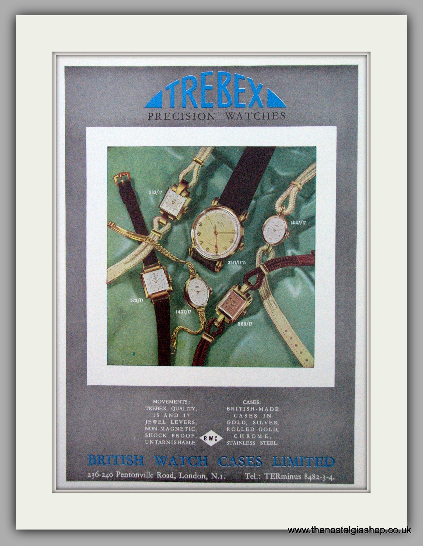 Trebex Watches. Original Advert 1950.  (ref AD7407)
