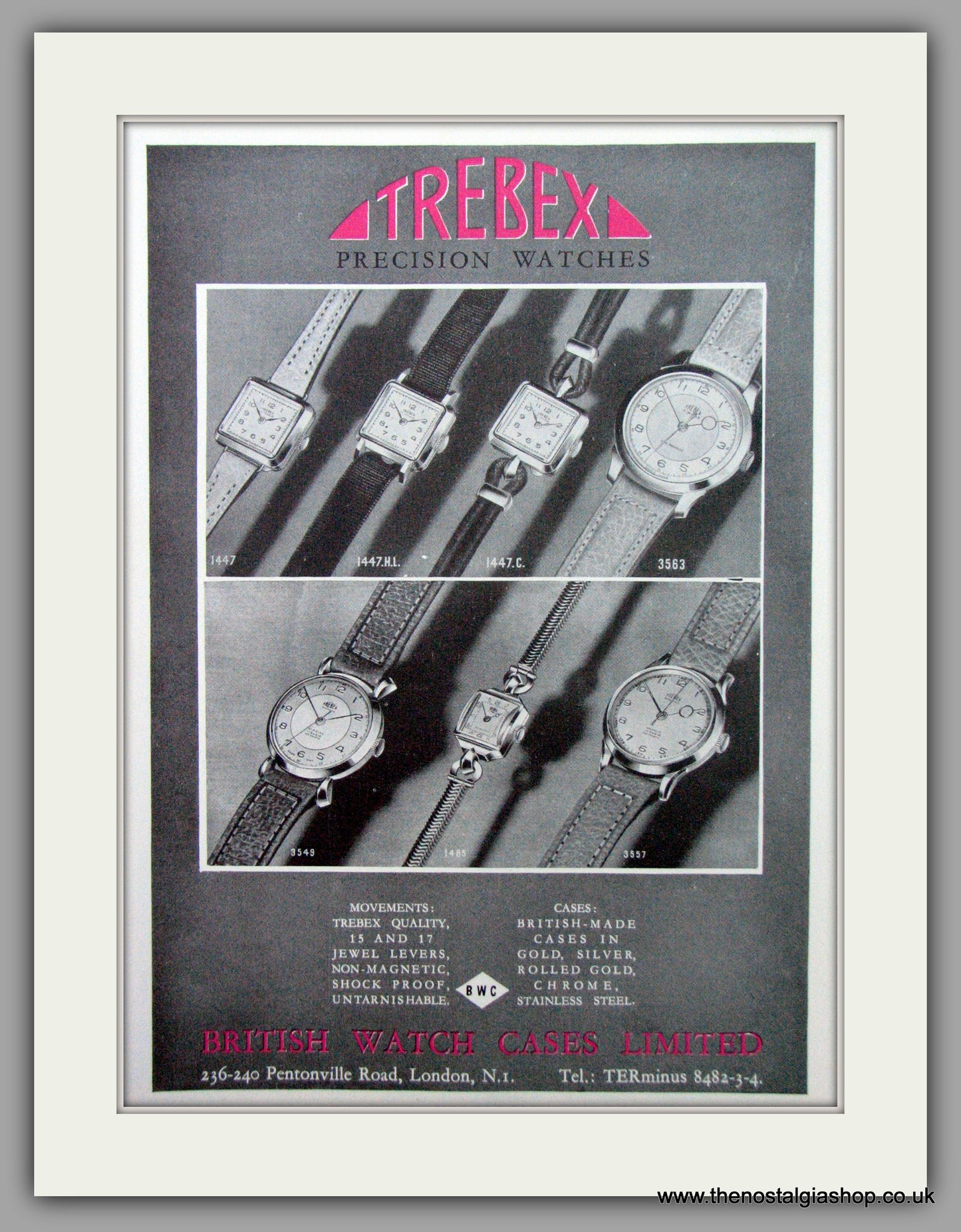 Trebex Watches. Set of 2  Original Adverts 1951.  (ref AD7408)