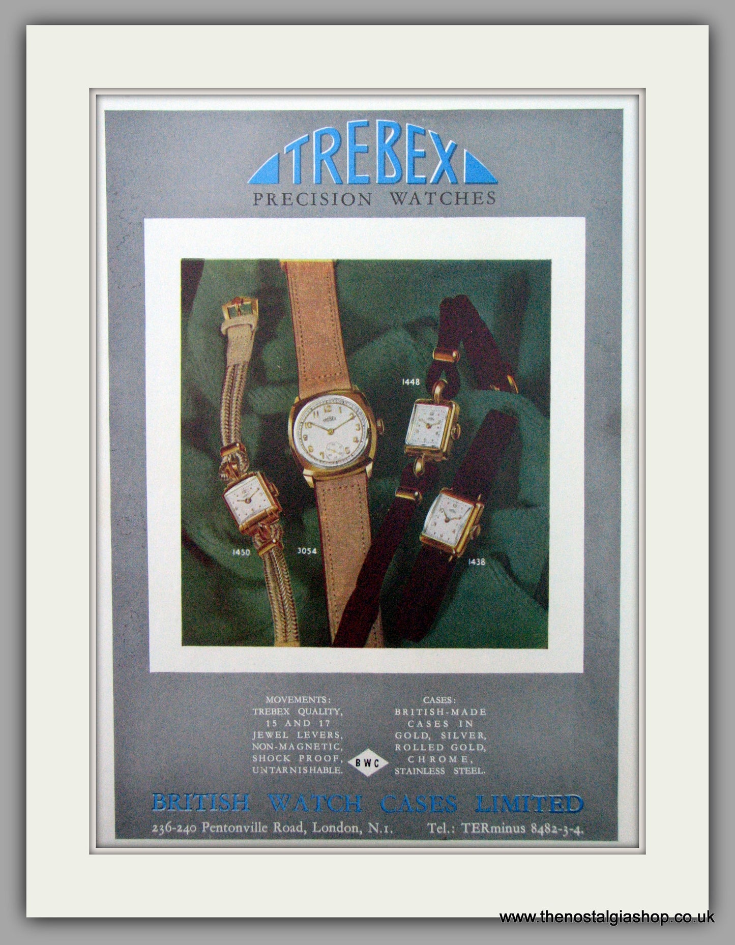 Trebex Watches. Original Advert 1950.  (ref AD7412)