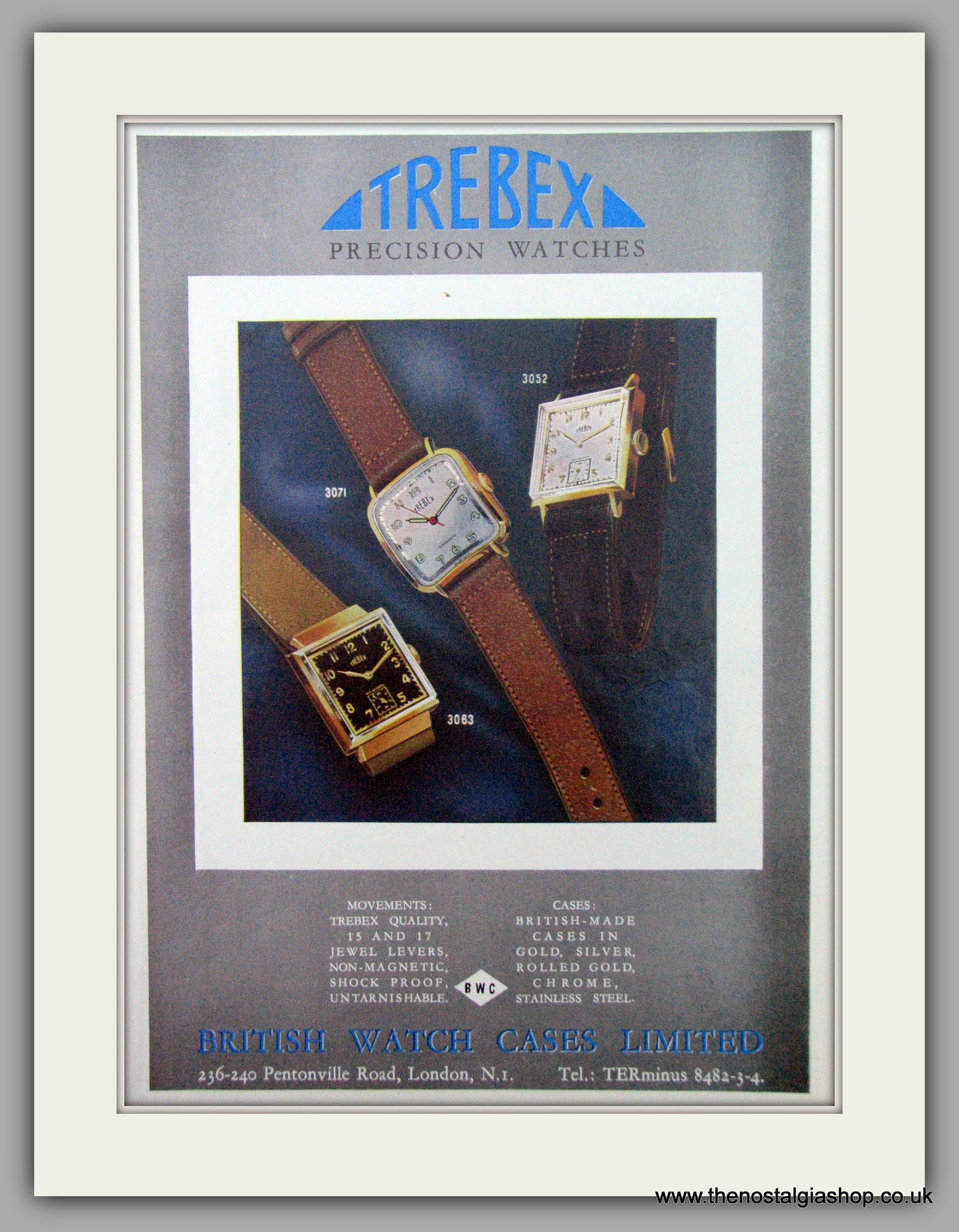 Trebex Watches. Original Advert 1949.  (ref AD7413)