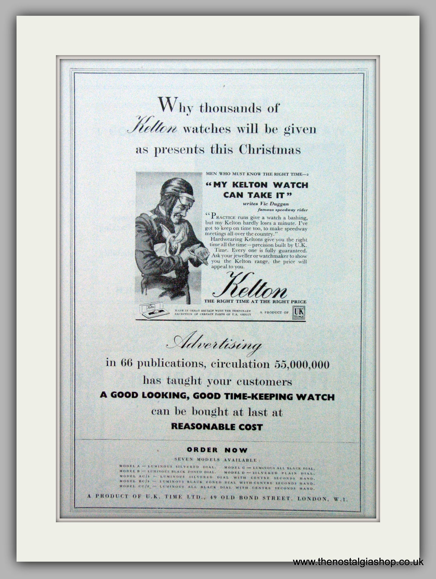 Kelton Watches. Original Advert 1948.  (ref AD7415)