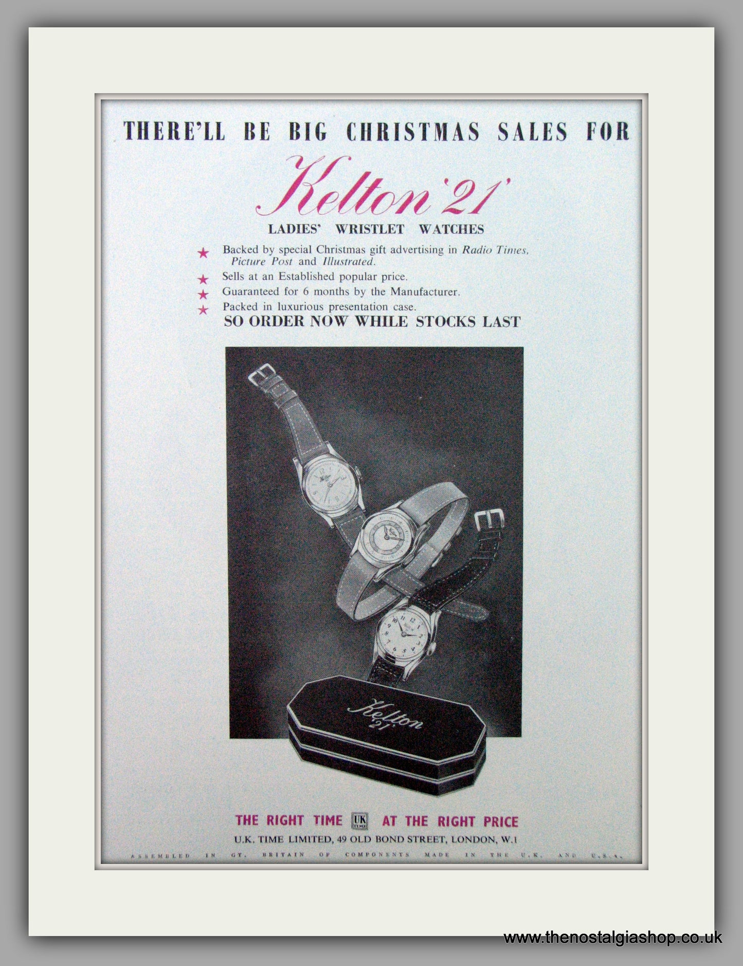 Kelton 21 Watches. Original Advert 1950.  (ref AD7418)