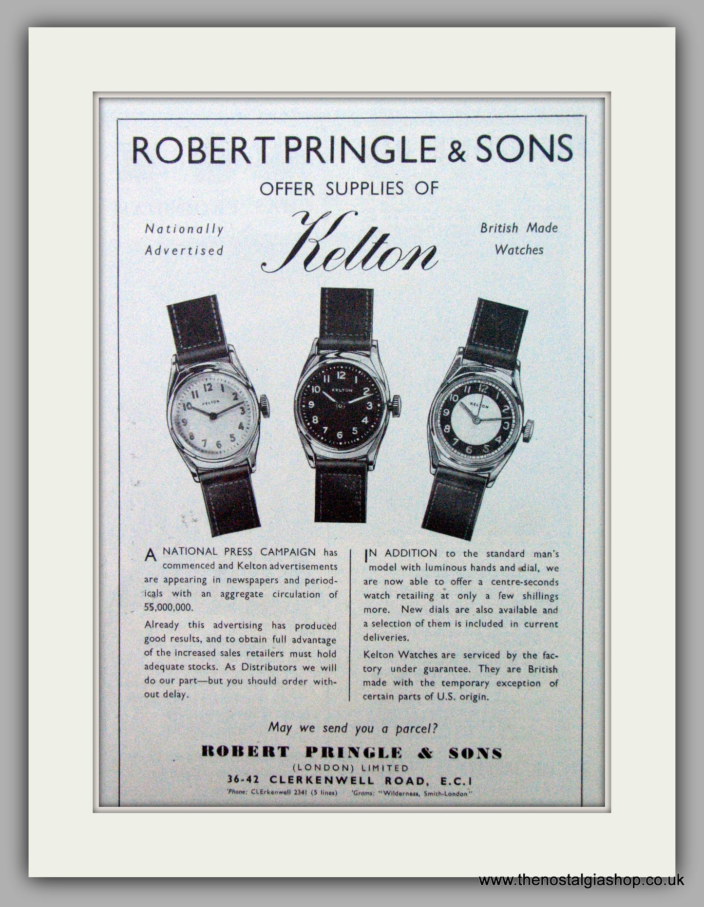 Kelton Watches. Original Advert 1948.  (ref AD7420)